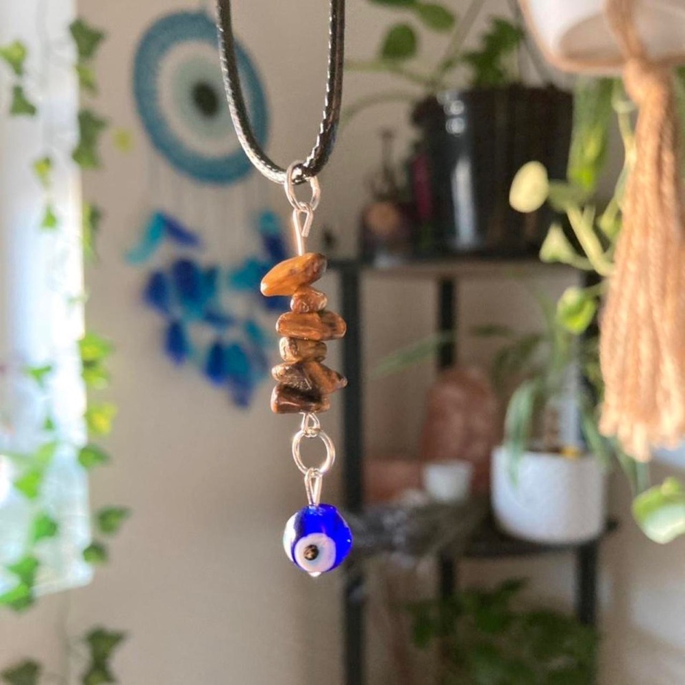 evil eye tiger eye black choker necklace